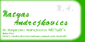 matyas andrejkovics business card